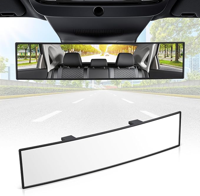 Interior Rearview Mirrors, 14 Inch Universal Panoramic Car Rear View Mirror Accessories, Wide Angle Reduce Blind Spot Effectively for Car, Jeep, Truck, Motorcycle, Tractor, ARB, ATV, SUV, RV