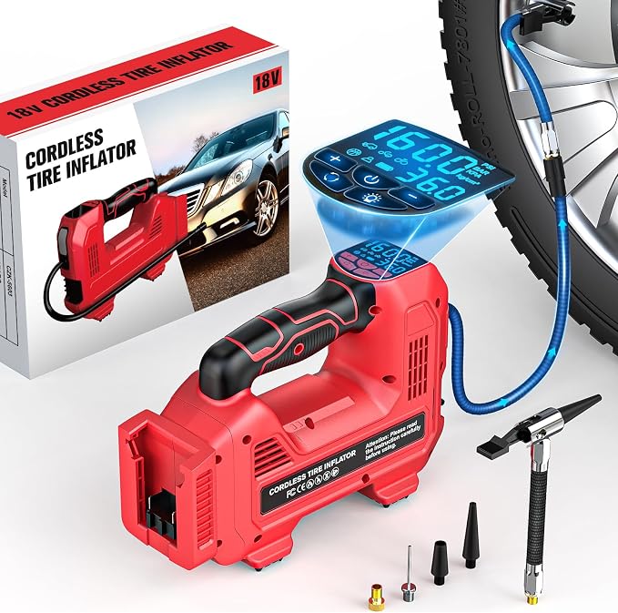 160PSI Cordless Tire Inflator Air Compressor Compatible With Milwaukee 18V Battery, Portable Handheld Air Pump with Digital Pressure Gauge for Cars Motorcycles Bikes Sport Balls (Tool Only)