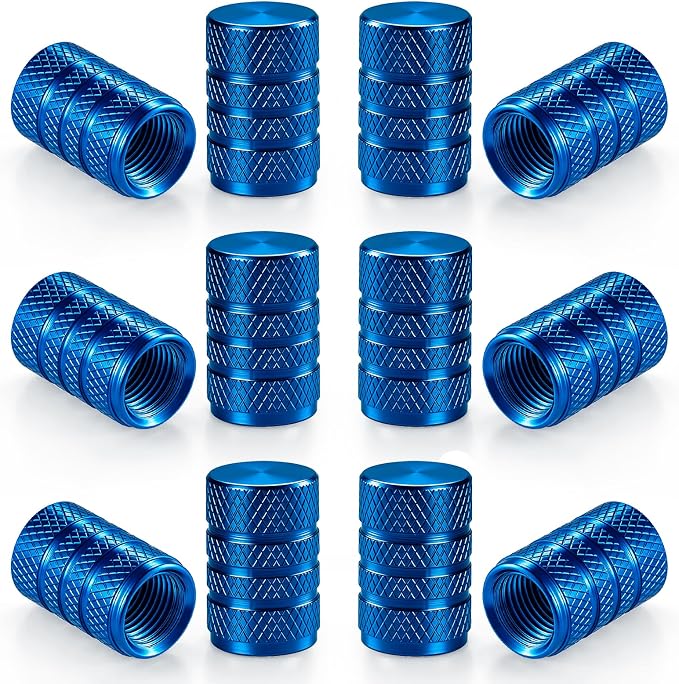 12PCS Tire Valve Stem Caps, Car Exterior Accessories, Aluminum Alloy Valve Cover Universal for Cars, Trucks, Motorcycles and Bicycles (Blue)