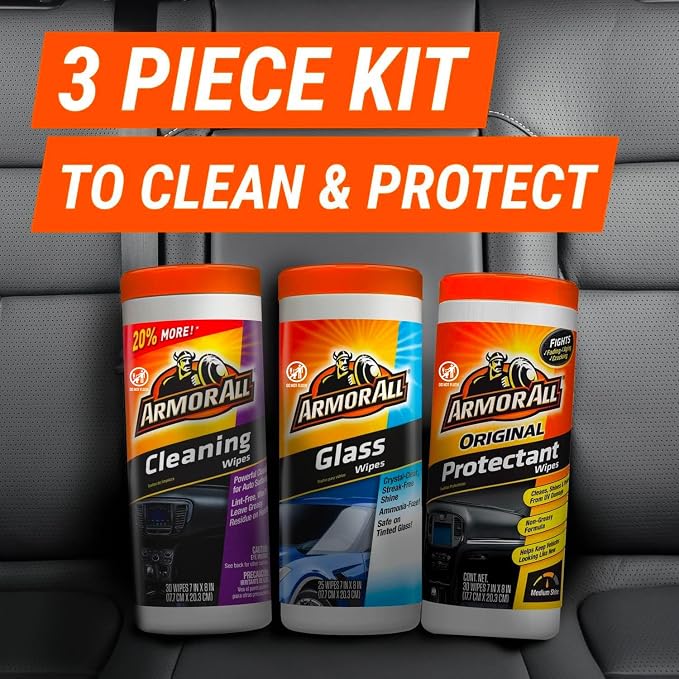 Protectant, Glass and Cleaning Wipes, Wipes for Car Interior and Car Exterior, 30 Count Each (Pack of 6)