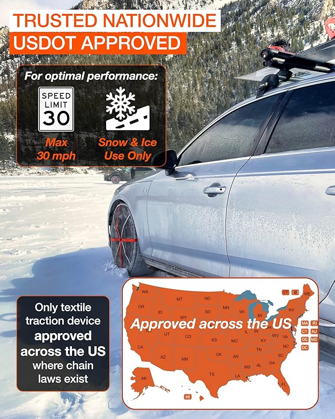 for Passenger Vehicles HP698, Snow Socks for Tires, Pack of 2