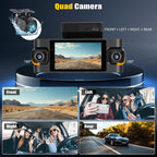360° 4 Channel 2K Dash Cam Front and Rear Inside,3 Inch Dash Camera for Cars Car Camera Built in GPS with APP Control,IR Night Vision,Loop Recording,G-Sensor,Parking Assistance,24H Parking Monitor