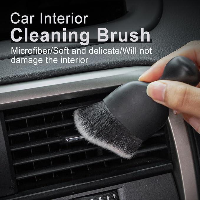 Car Detailing Brushes, Car Interior Dust Sweeping Soft Brush, Soft Bristles Brush Cleaning Tool for Automotive Dashboard, Air Conditioner Vents, Computer, Scratch Free(Black with White)