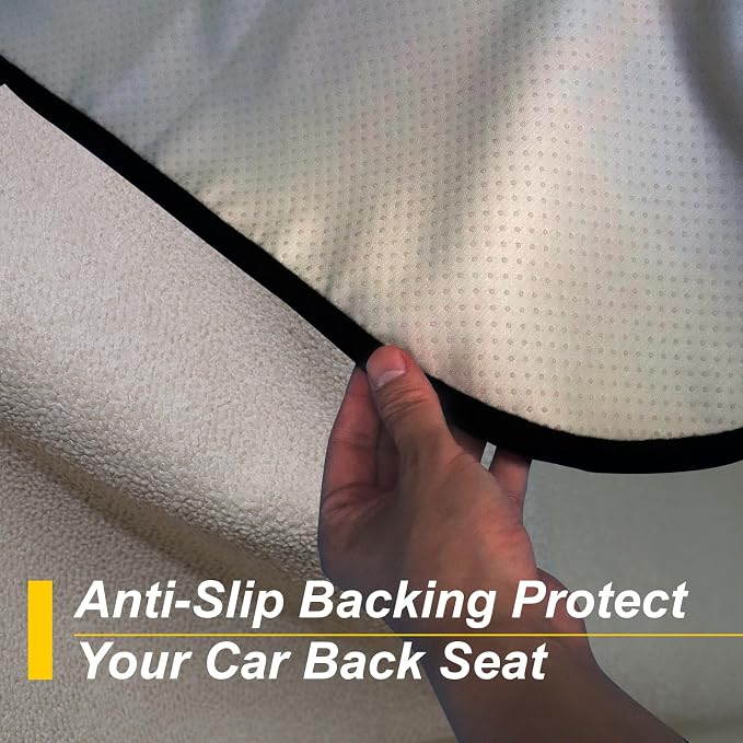 Back Seat Cover for Car Trucks Van SUV Jeep,Waterproof Rear Bench Towel Seat Covers for Dogs and Kids,Automotive Backseat Protector (Off-White)