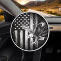 Universal Car Steering Wheel Sun Shade Cover,Black White American Eagle Heat-Resist Aluminum Foil Steering Wheel Cover for Most Car Auto Interior Protector