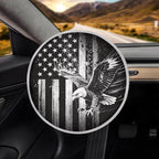 Universal Car Steering Wheel Sun Shade Cover,Black White American Eagle Heat-Resist Aluminum Foil Steering Wheel Cover for Most Car Auto Interior Protector