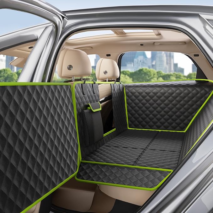 Dog Car Seat Cover for Back Seat 53.54 * 23.62 in, Car Window Fixing for Maximum Car Protection, Leather Fabric Back Seat Extender for Dogs, Waterproof & Scratch-Resistant, Support to 330 lbs