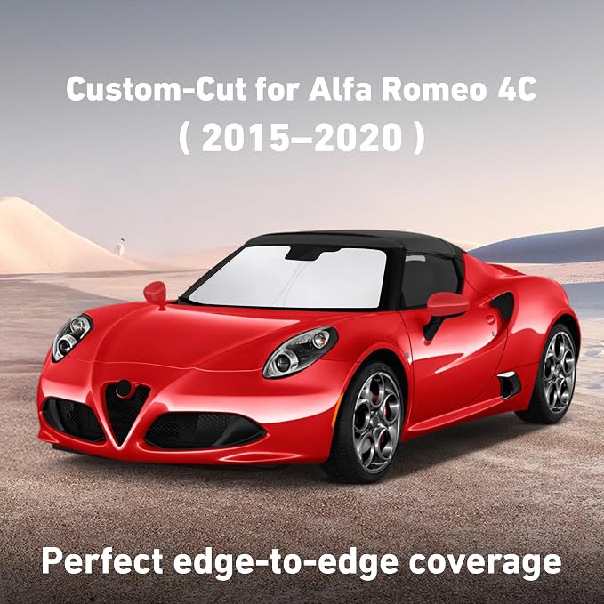 Windshield Sunshade for Alfa Romeo 4C 2015-2018, 2019, 2020 Sun Visor for Front Window Sun Shade Cover, UV Blocker & Protector, Car Accessories