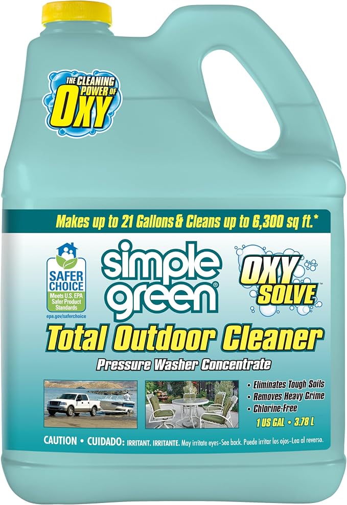 Oxy Solve Total Outdoor Cleaner Concentrate, Pressure Washer & Manual Use, EPA Safer Choice Certified, Peroxide Cleaner for Wood, Concrete, Vinyl & More