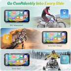 Carpuride W603D Motorcycle GPS Carplay Screen, Wireless CarPlay & Android Auto for Moto, with HD 1080P Dual Cameras, Remote Control，6.3" Waterproof Touchscreen, BT Aduio, Loop