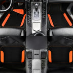 Waterproof Universal Fit Car Floor Mats, Faux Leather Car Carpet Mats,Car Mats with Anti-Slip Nibbs Backing & Driver Heel Pad Fit for SUV,Vans,sedans, Trucks,Set of 4pcs (Orange)
