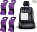4 PCS Bling Car Seat Headrest Hooks, Crystal Rhinestone Back Seat Hanging Storage Organizer, Vehicle Seat Hanger Holder for Purse Handbag Coat, Interior Car Accessories (Purple)