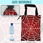 Car Garbage Bag Red and White Spider Web Drawstring Car Trash Bag Hanging for Back Seat with Adjustable Buckle Canvas Vehicle Trash Can Easy-to-Install