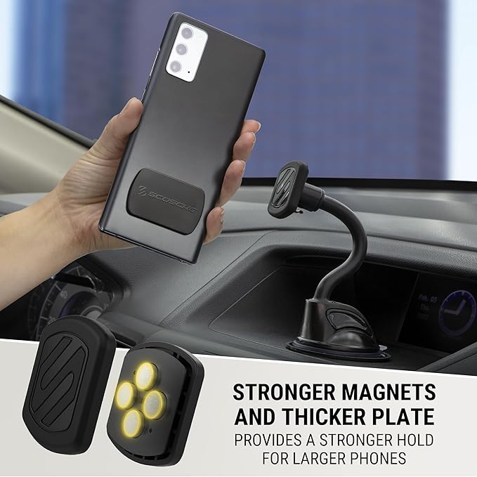 MXWDL Magnetic Cell Phone Holders for Your Car Dash/Windshield, Suction Cup Phone Holder Car Mount with Extra Strong Magnet, Thick Metal Plate Compatible with iPhone, Samsung and More, 2 Pack