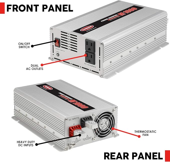 Tundra M Series - Truck Power Inverter - Modified Sine Wave 1000W / 12 Volts DC to 120 Volts AC - M1000