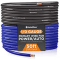 1/0 Gauge Wire (50ft) Copper Clad Aluminum CAA - Primary Automotive Wire, Car Amplifier Power, Ground & Battery Cable, Car Audio Speaker Stereo, RV Trailer Wiring Welding Cable 1/0ga