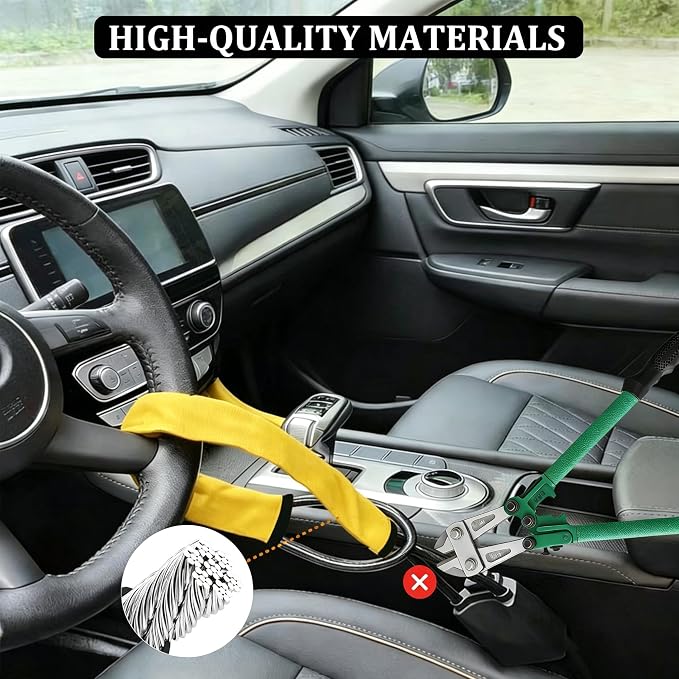 Car Steering Wheel Lock, Reliable Club Steering Wheel Lock Anti-Theft Device with 3 Keys, Max 17 Inch Length, Fits Most Vehicles, Trucks, SUVs, Vans, Golf Car Security Device - Yellow