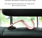 Car Seat Headrest Hook Universal Vehicle Seat Hook Hangers Interior Storage Organizer for Purse Handbag Coats Umbrellas Grocery Bags 4 Pack Pink