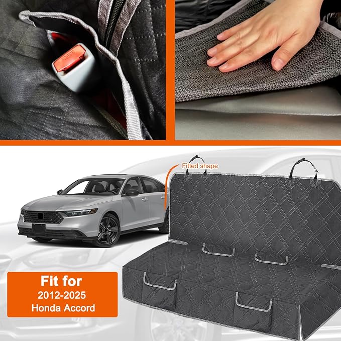 Dog Car Seat Cover Compatible with Honda Accord 2012-2025, Waterproof Pet Bench Seat Cover for Back Seat, 600D Heavy Duty Scratch Proof Nonslip Truck Seat Covers for Dogs