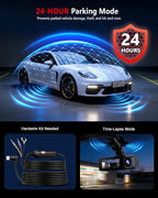 4K+2K+2K 3 Channel Dash Cam Front and Rear, 128GB Card Included, Dash Camera for Cars 5.8G/2.4G Dual Wifi, Built-in GPS, Night Vision, WDR, 170°Wide Angle, G-Sensor Emergency Lock, 24H Parking Monitor