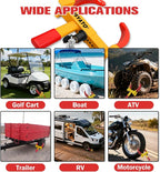 2Pcs Universal Heavy Duty Wheel Lock - Anti Theft Trailer Lock & Car Boot, Adjustable Security Tire 11.4" for Trailers, Cars, Golf Cart, ATV, SUV, RV, Boat, Camper, Motorcycle,6 Keys,Yellow+Red