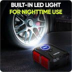 Tire Inflator Portable Air Compressor, Air Pump for Car Tires and Bikes, Car Tire Pump w/Auto Shut Off, 150 PSI, 110V AC 12V DC, LED Light, Carrying Case, Perfect for Men, Women