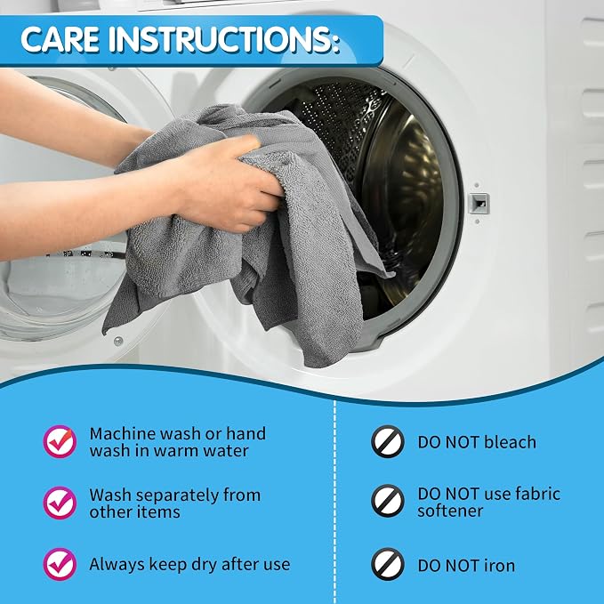 Shop Towels, Pack of 100, Grey Microfiber Cleaning Cloth Bulk, Microfiber Towels for Cars, All-Purpose Absorbent Cleaning Rags, Dust Cloth for Automotive, Mechanic, Garage, 11.5 x 11.5 inch