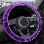 Fluffy Steering Wheel Cover, Universal 15 Inch Elastic Plush Softy Steering Wheel Cover for Women Girls, Anti-Slip, Odorless, Winter Warm, Purple