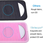 Car CD Case Holder, Vehicle Sun Visor Organizer for Cars with 12 DVD Storage Sleeves, 1 Mesh Pocket, 1 Pen Holder and Elastic Strap, Pink