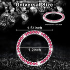 2 PCS Crystal Rhinestone Car Engine Start Stop Decoration Ring, Bling Car Interior Accessories for Women, Push to Start Button Cover Sticker, Automotive Decals, Red