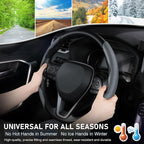 Steering Wheel Cover, Carbon Fiber Steering Wheel Cover for Men/Women, Anti-Slip, Comfortable Grip, Durable, Universal for 99% Car Interior Accessories (Dark Gray)