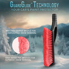 27" Aluminum Car Snow Scraper and Brush (Red) | Scratch-Free Weaved Bristle Head with Metal Body Ice Scraper for Car Windshield | Tough Ice Scraper with Ergonomic Foam Grip for Cars | 1 Pack