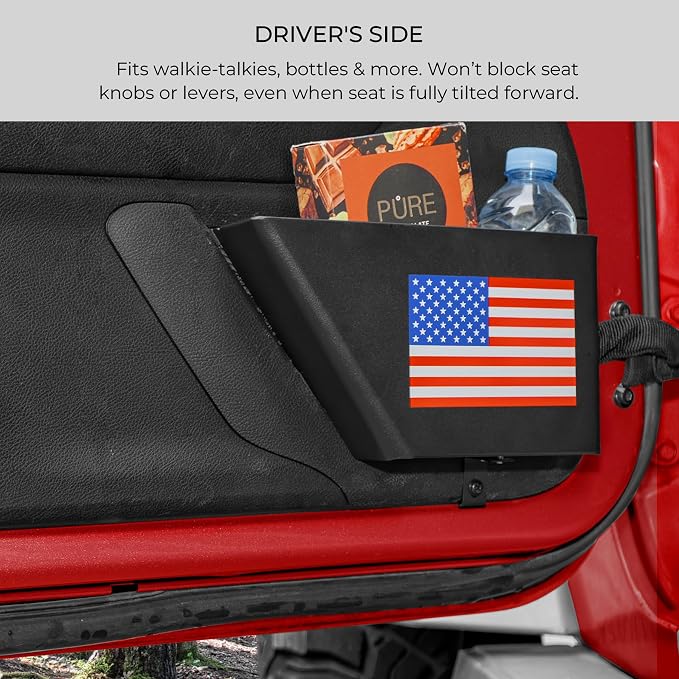 2 Pack Metal Front Door Storage Box Pockets Compatible with Jeep Wrangler JK JKU 2/4 Door 2007-2018 Side Insert Organizer for Interior Storage Accessories
