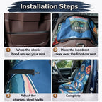 Front Waterproof Car Seat Towel Cover, Sweat Seat Protector for Cars and SUVs with Headrest Cover and Fixed Hooks for Use After Gym, Beach, Swimming, and Outdoor Activities