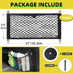 Small Cargo Net for Car Trunk Storage,2 Pack Elastic Mesh Net Pocket Organizer Pouch Bag,Stretchable Automotive Cargo Nets with 8 Pieces Mounting Screws and Hooks for RV,SUV,Boats,Home