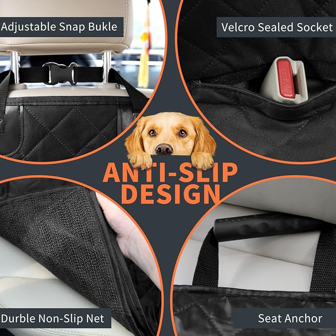 IVY&LANE Dog Car Seat Cover for Back Seat,Conversible 2-in-1 Waterproof Front Seat Cover,Heavy-Duty & Scratchproof Car Seat Protector Cover for SUVs,Trucks and Sedans,Large