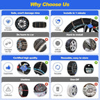 Auto Tightening Snow Chains for Cars, SUVs & Pickup Trucks – 1-Min Quick-Fit Auto Installation, Reusable Universal Emergency Traction Tire Chains – Set of 2（ALN160）