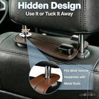 CHOSMOYI Leather Car Headrest Hooks for Purses & Bags, 2 Pack Heavy Duty Seat Back Organizer, Double Car Hooks for Groceries & Handbags, Universal Interior Accessories (Brown)