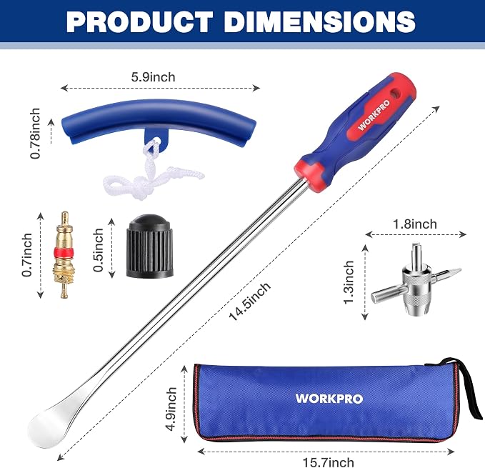 14.5” Steel Tire Spoons Tool Set, 23-Piece Tire Iron Set with Storage Bag, Tire Removal Tools, Tire Changing Tools, Tire Repair Tools, Tire Levers for Motorcycle, Bicycle, Car and Lawn Mower