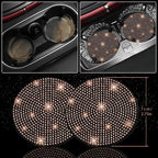 12 Pcs Bling Car Accessories Set for Women Car Floor Mats Full Set Steering Wheel Cover Seat Belt Covers Coasters Universal Fit Car SUV Truck Van Champagne