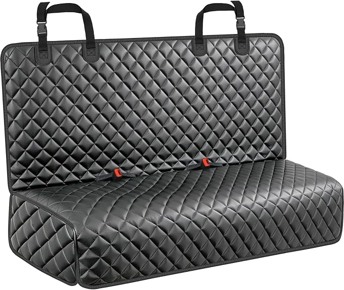 PU Leather Dog Car Seat Cover for Back Seat, Waterproof Non-Slip Bench Seat Protector for Dogs, Easy-Clean Scratch-Resistant Pet Seat Cover for Compact Cars Small SUVs