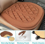 Car Seat Cushion, Comfort Memory Foam Driver Seat Cushion Improve Driving View, Sciatica and Lower Back Pain Relief, Thick Seat Cushions for Car Home Office Chair, Wheelchair - Brown