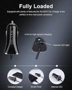 USB-C Car Charger, 3.4A USB Type C Car Charger Adapter & Fast Charge Cable | C Cord Cargador USBC Lighter for Samsung Galaxy S26 S25 S24 S23 S22 A17 iPhone 17e 17 16e 16 15 Pro Max Android Cigarette 12V