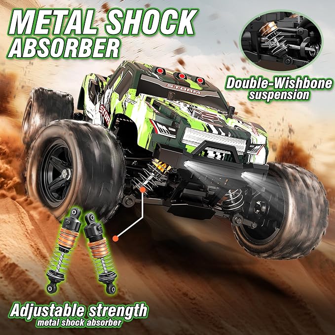 1:18 All Terrain RC Car for Adults & Boys (HS18-05), 4WD Off-Road RC Truck High Speed Fast 40+ KPH, 4X4 Waterproof Remote Control Car with 2 Rechargeable Batteries