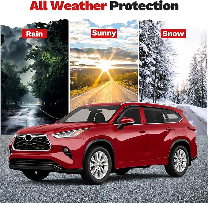 Highlander Rain Guards - Window Visors for Toyota Highlander 2020-2025 2026, Outside-Mount Tape-On Side Window Wind Deflectors for Highlander Accessories, Vent Visors Shades Rainproof 4PCS