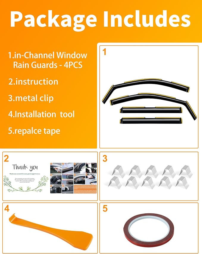 in-Channel Window Rain Guard for 2019-2026 Chevy Silverado/GMC Sierra 1500 Crew Cab,Window Vent Wind Shades Deflectors Side Window Visors Vent Visor Window Deflectors Truck Accessories