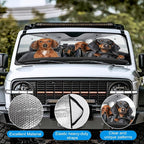 4 Dogs Foldable Windshield Snow Cover, Reflective Accordion Car Windshield Snow Cover, Sun Visor for Car Windshield, Ultimate Heat & UV Protection, Suitable for Most Cars, 54" L x 27.6" W