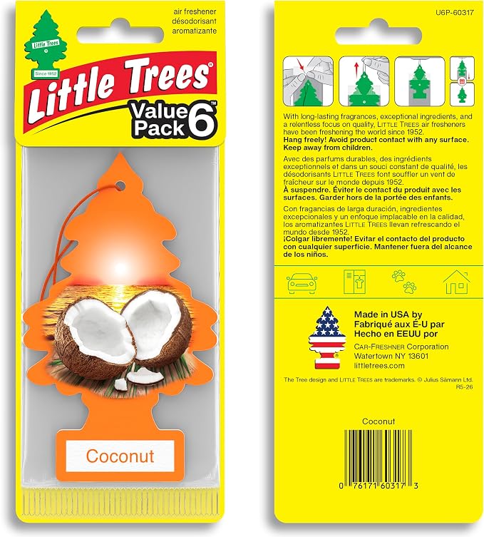 Car Air Freshener | Hanging Tree Provides Long Lasting Scent for Auto and Home | 24 Air Fresheners |Coconut