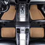 Beige Leather & Waterproof Car Carpet Floor Mats, Universal Car Mats Fit for SUV,Vans,sedans, Trucks,Set of 4pcs Car Carpet with Anti-Slip nibbs Driver Heel Pad (All Beige)