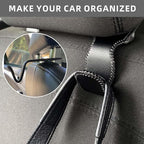 Headrest Hooks for Car, 2 Pack Back Seat Purse Hook Leather Hanger Holder Hook for Hanging Purses and Bags and Coats Black